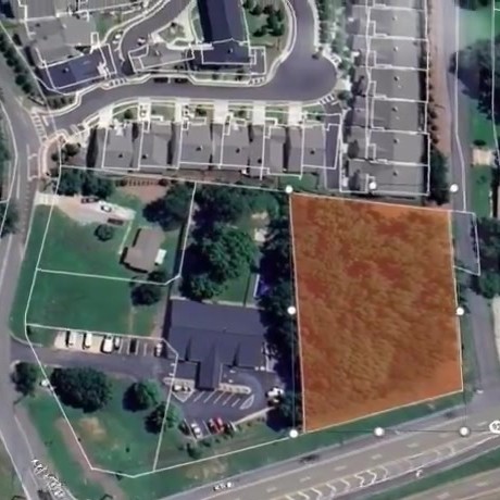 One-acre commercial lot on Highway 92 outlined from above